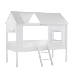 Kinder Wohnen Halbhohes Hausbett für Kinder in Weiß - Tabitana