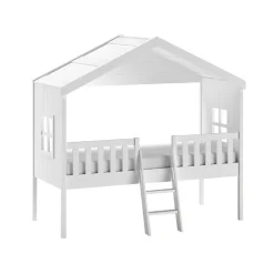 Halbhohes Hausbett in Weiß lackiert - Kumaria^Wohnen Discount