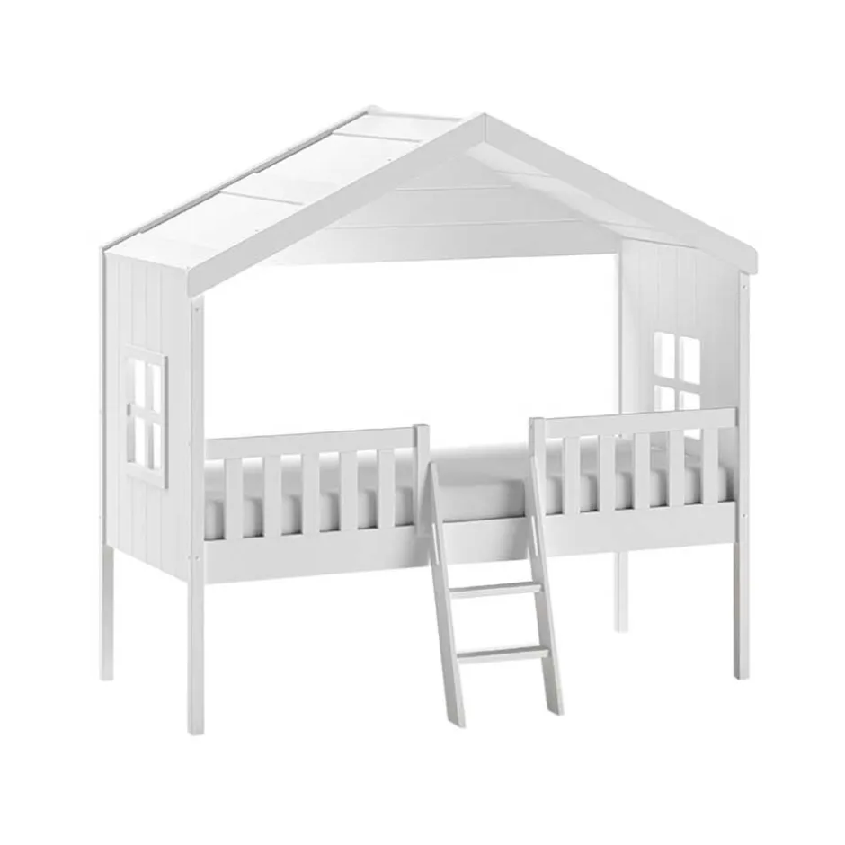 Halbhohes Hausbett in Weiß lackiert - Kumaria^Wohnen Discount