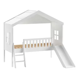Kinder Wohnen Halbhohes Hausbett mit Rutsche & Leiter - Coreen