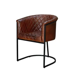 Halbrunder Tischsessel in Braun Leder - Liva^Wohnen Clearance