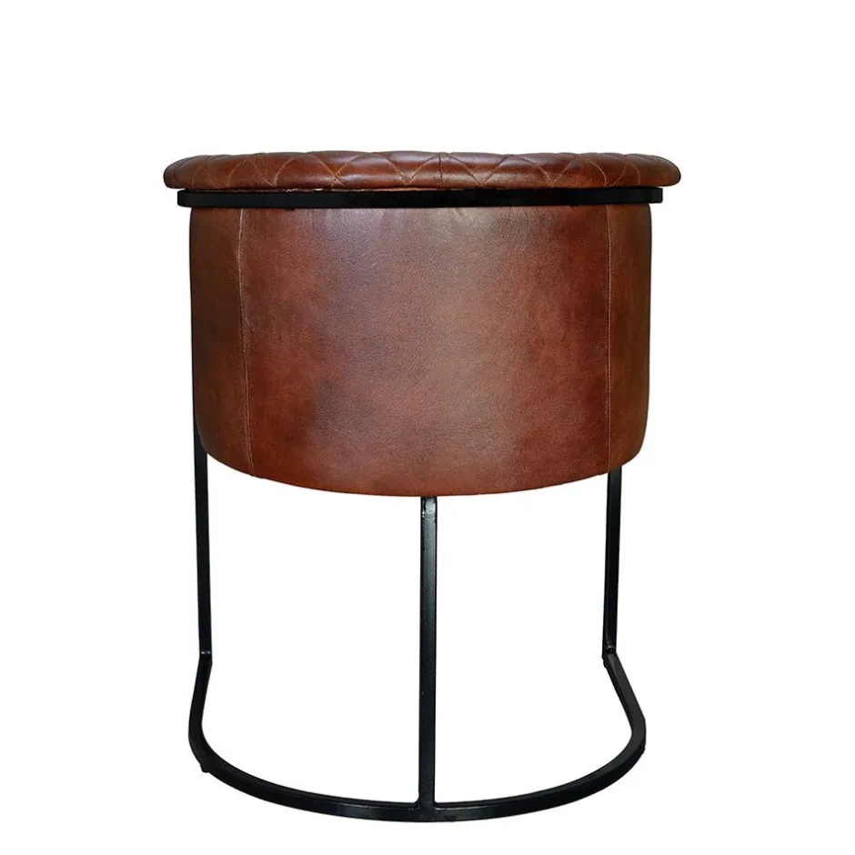 Halbrunder Tischsessel in Braun Leder - Liva^Wohnen Clearance