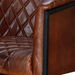 Halbrunder Tischsessel in Braun Leder - Liva^Wohnen Clearance