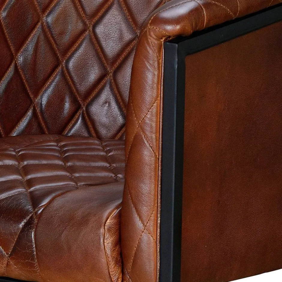 Halbrunder Tischsessel in Braun Leder - Liva^Wohnen Clearance