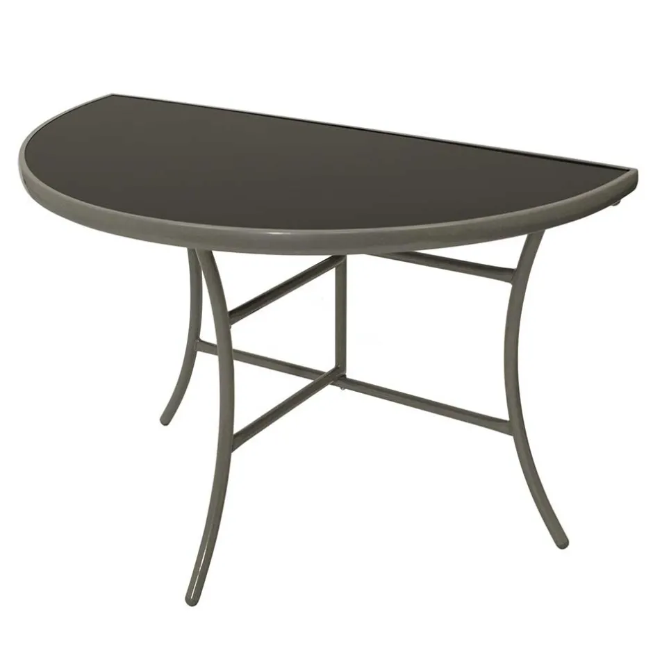 Wohnen Halbrunder Wandtisch Yogahava in Silber Schwarz