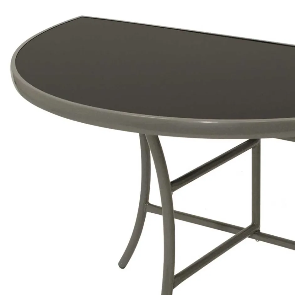 Wohnen Halbrunder Wandtisch Yogahava in Silber Schwarz