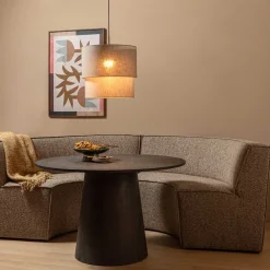 Wohnen Halbrundes Esstischsofa in Dunkelbraun - Sentiagamo