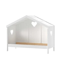 Kinder Wohnen Hausbett mit Herz in Weiß - Grandory