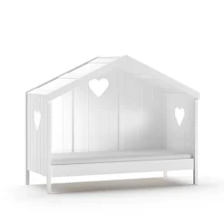 Kinder Wohnen Hausbett mit Herz in Weiß - Grandory
