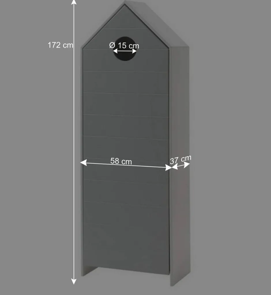 Hausform Kinderschrank in Grau - Indefiva^Wohnen New