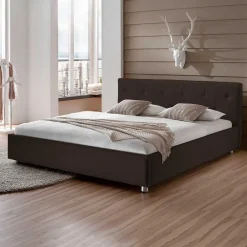 Wohnen Hübsches Polsterbett Kara in Braun