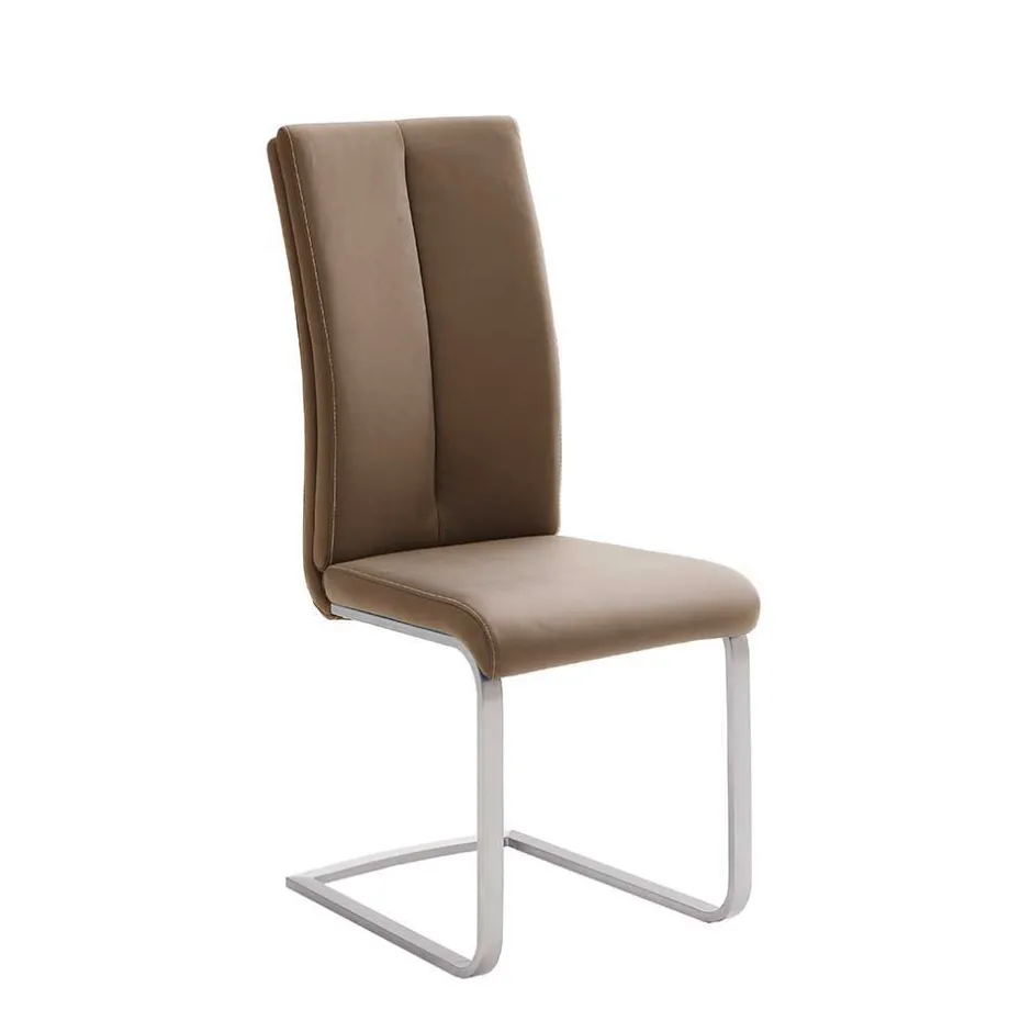 Wohnen Hellbrauner Freischwinger Stuhl Carihm mit Kunstleder (4er Set)