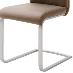 Wohnen Hellbrauner Freischwinger Stuhl Carihm mit Kunstleder (4er Set)