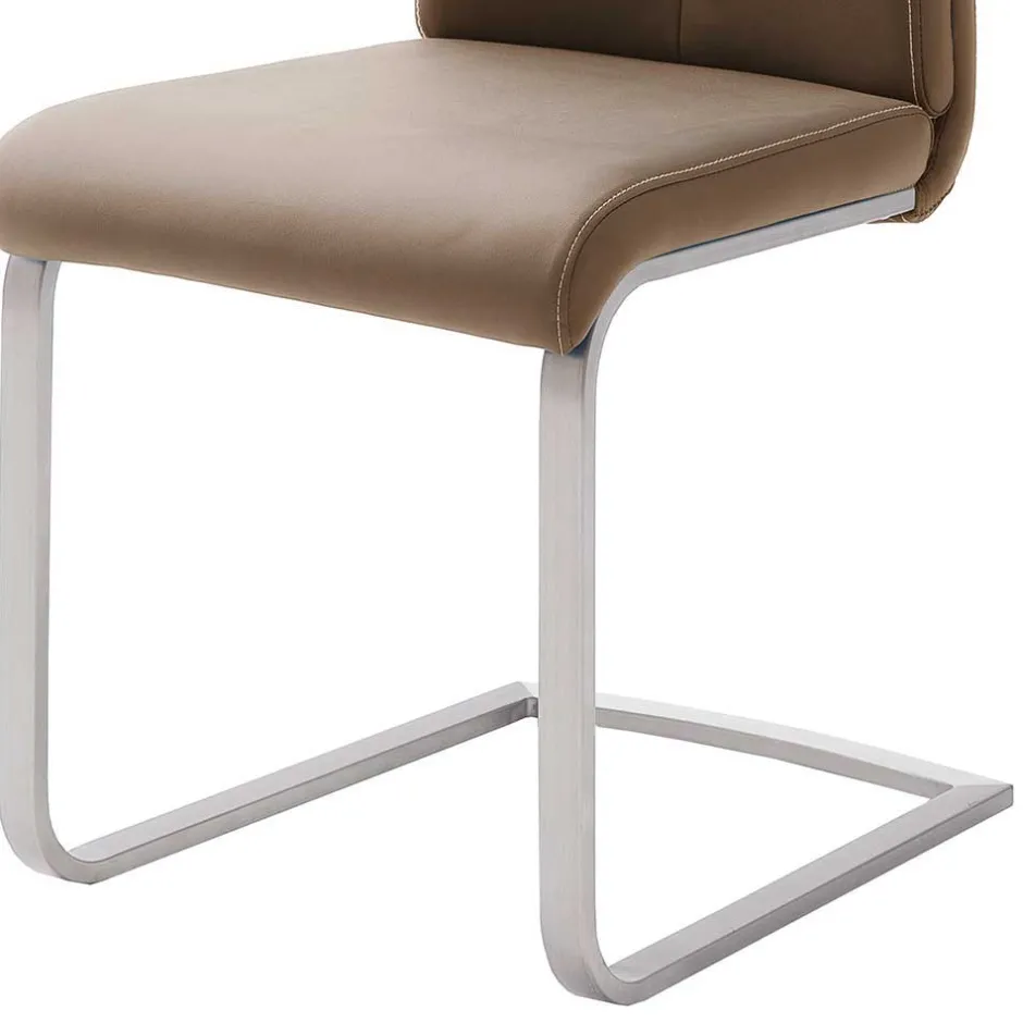 Wohnen Hellbrauner Freischwinger Stuhl Carihm mit Kunstleder (4er Set)