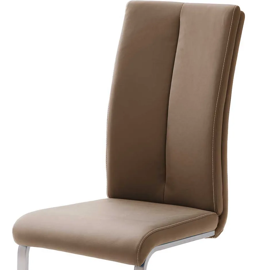 Wohnen Hellbrauner Freischwinger Stuhl Carihm mit Kunstleder (4er Set)