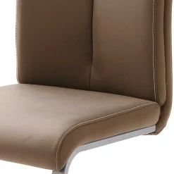 Wohnen Hellbrauner Freischwinger Stuhl Carihm mit Kunstleder (4er Set)