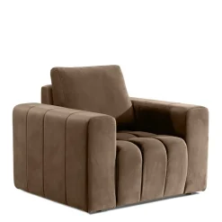 Wohnen Hellbrauner Samtsessel im Retrostil - Coisma