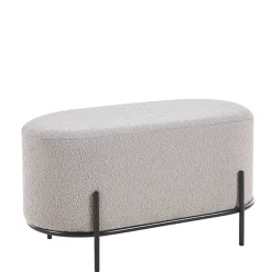 Wohnen Heller Hocker in Taupe Boucle - ovale Form - Lirodicos