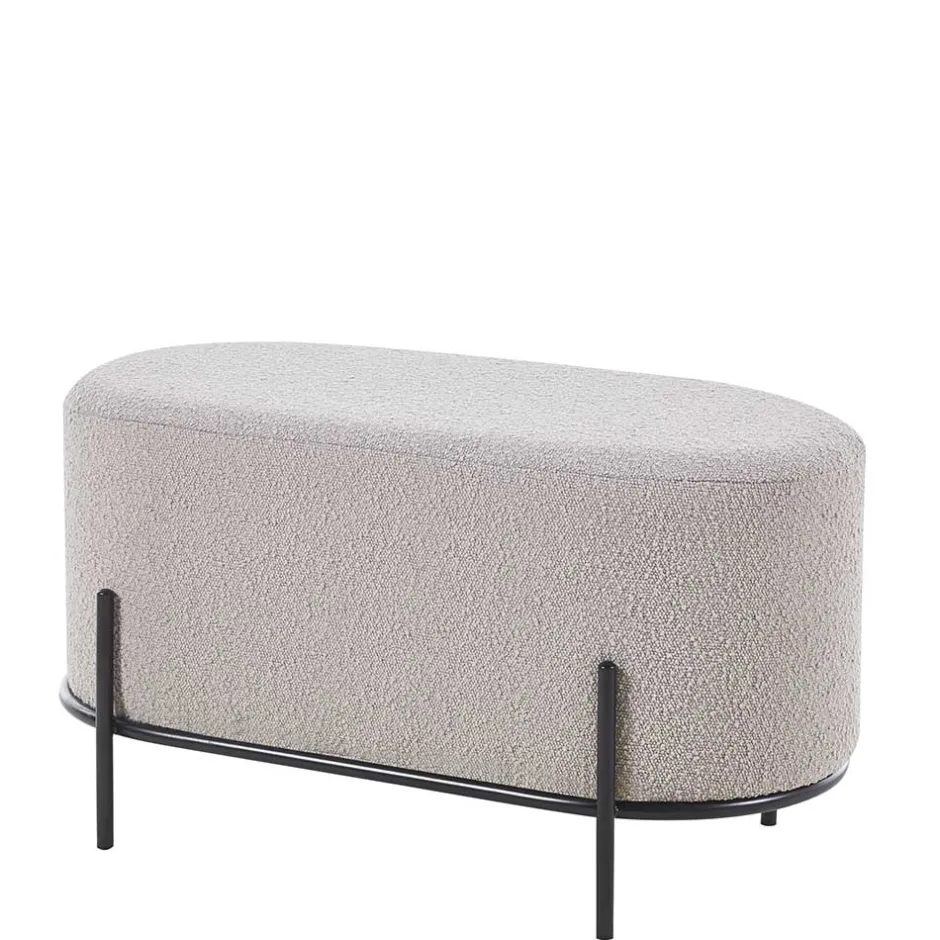 Wohnen Heller Hocker in Taupe Boucle - ovale Form - Lirodicos