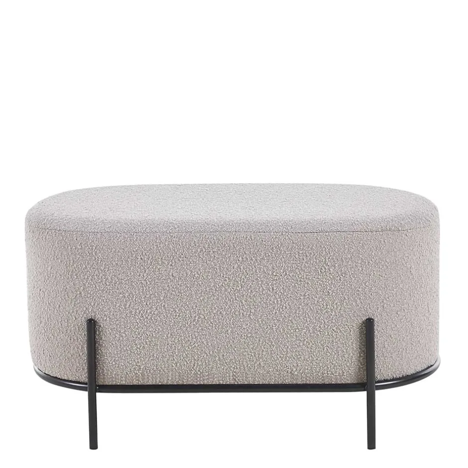 Wohnen Heller Hocker in Taupe Boucle - ovale Form - Lirodicos
