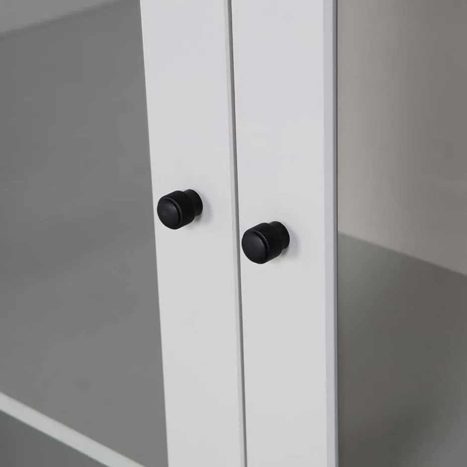 Hellgraue Vitrine aus Kiefer - 2-türig - Luvega^Wohnen Online