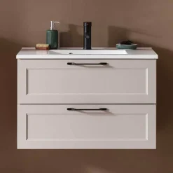 Hellgraue Waschtischkonsole mit Becken - Trioto^Wohnen Discount