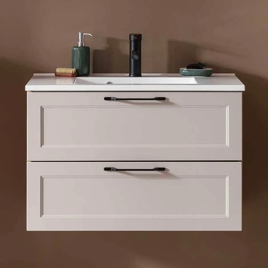 Hellgraue Waschtischkonsole mit Becken - Trioto^Wohnen Discount