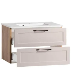 Hellgraue Waschtischkonsole mit Becken - Trioto^Wohnen Discount