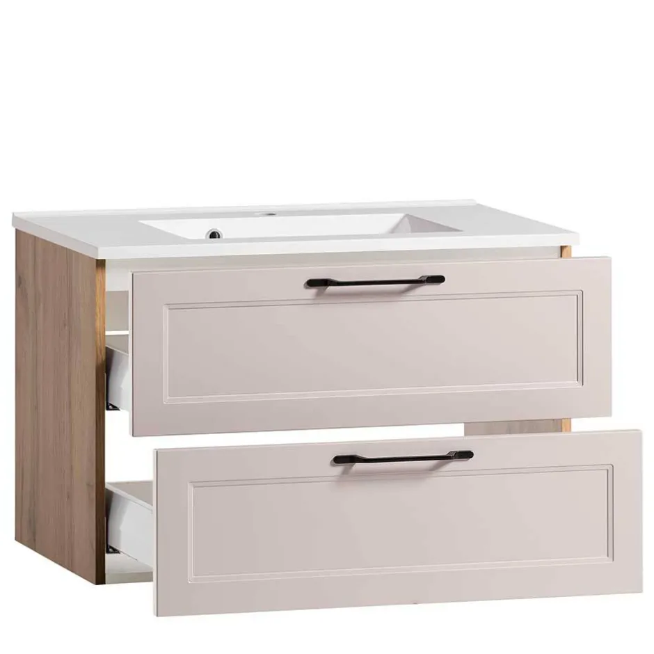Hellgraue Waschtischkonsole mit Becken - Trioto^Wohnen Discount
