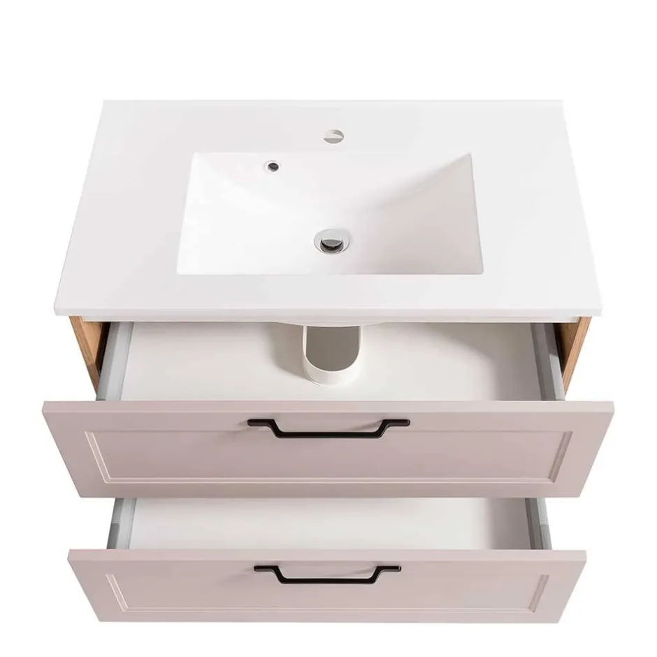 Hellgraue Waschtischkonsole mit Becken - Trioto^Wohnen Discount