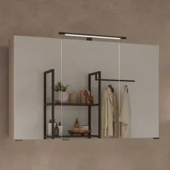 Wohnen Hellgrauer Bad-Spiegelschrank 3-türig - Adendras