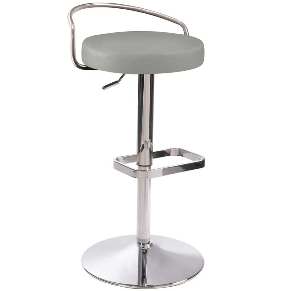 Wohnen Hellgrauer Barhocker mit Metallbügel Lehne - Hambor