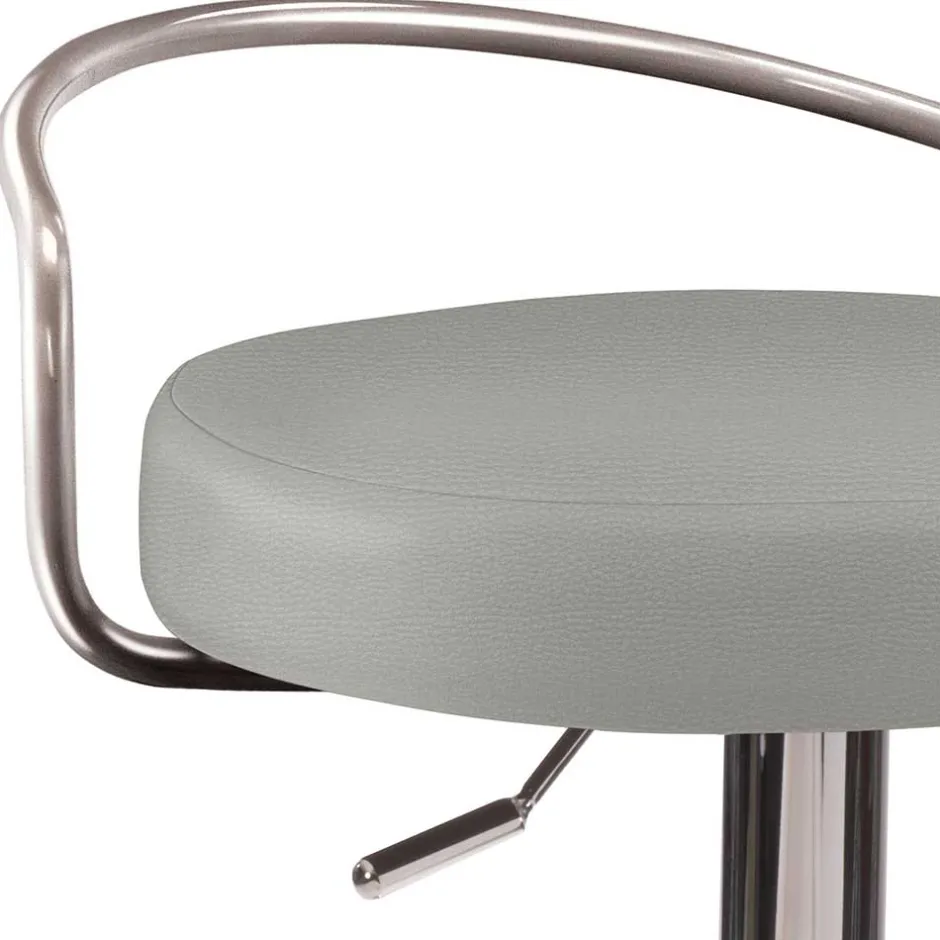 Wohnen Hellgrauer Barhocker mit Metallbügel Lehne - Hambor