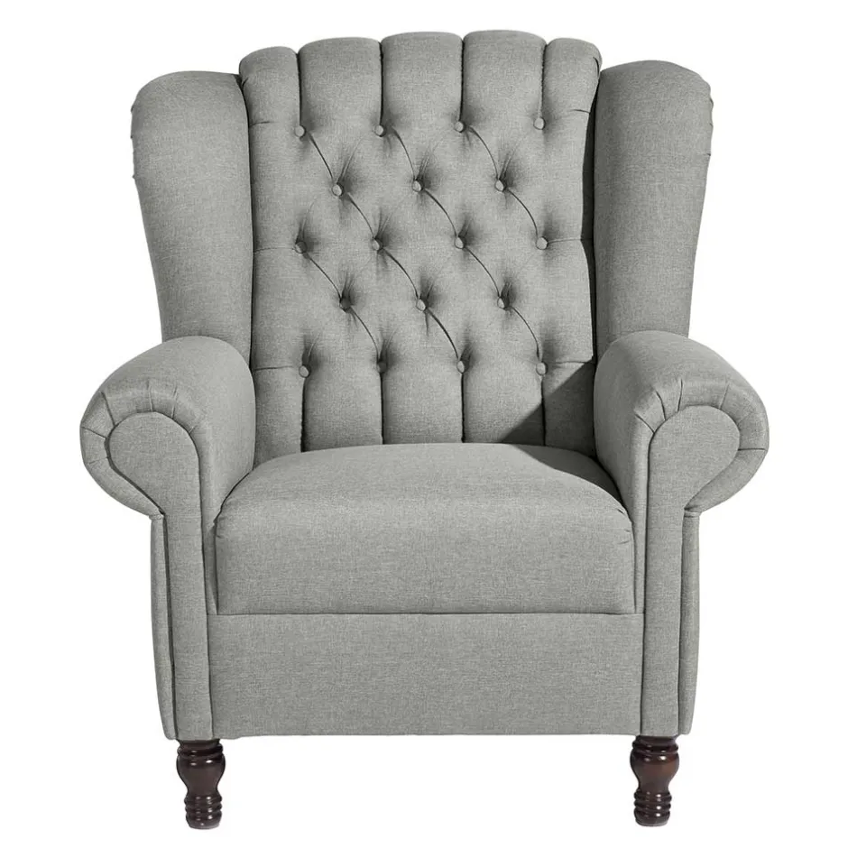 Hellgrauer Chesterfield-Sessel mit Ohren - Barreff^Wohnen Outlet