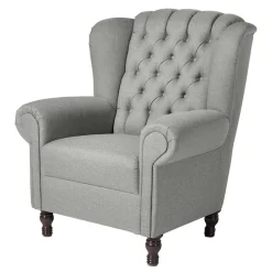 Hellgrauer Chesterfield-Sessel mit Ohren - Barreff^Wohnen Outlet