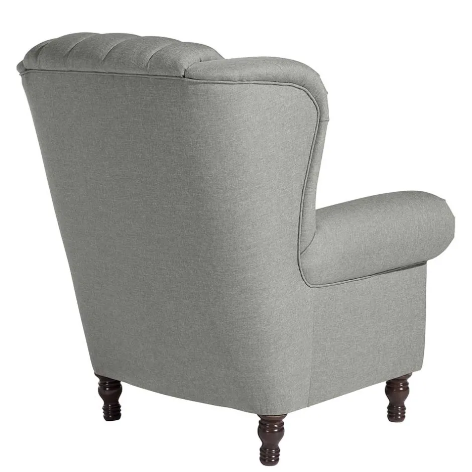Hellgrauer Chesterfield-Sessel mit Ohren - Barreff^Wohnen Outlet