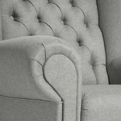 Hellgrauer Chesterfield-Sessel mit Ohren - Barreff^Wohnen Outlet