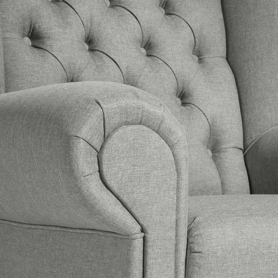 Hellgrauer Chesterfield-Sessel mit Ohren - Barreff^Wohnen Outlet