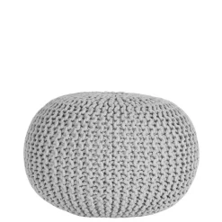 Wohnen Hellgrauer Hocker mit Strickstoff Bezug - Udjaca