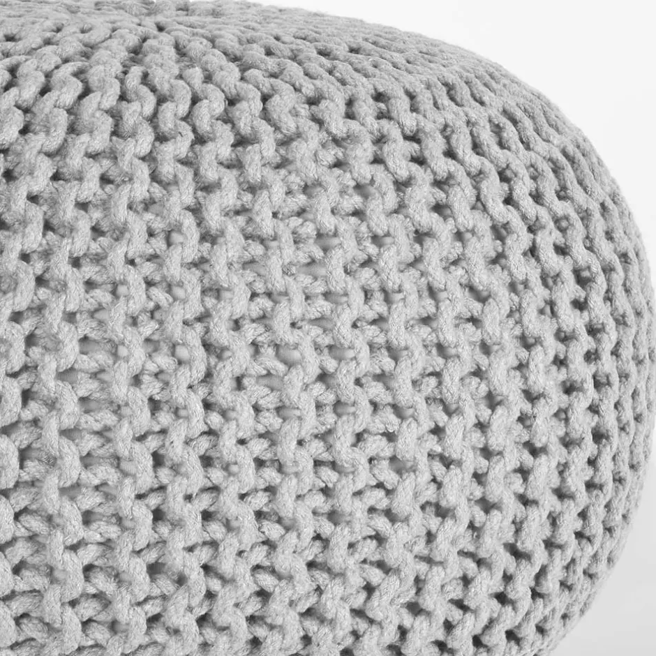 Wohnen Hellgrauer Hocker mit Strickstoff Bezug - Udjaca