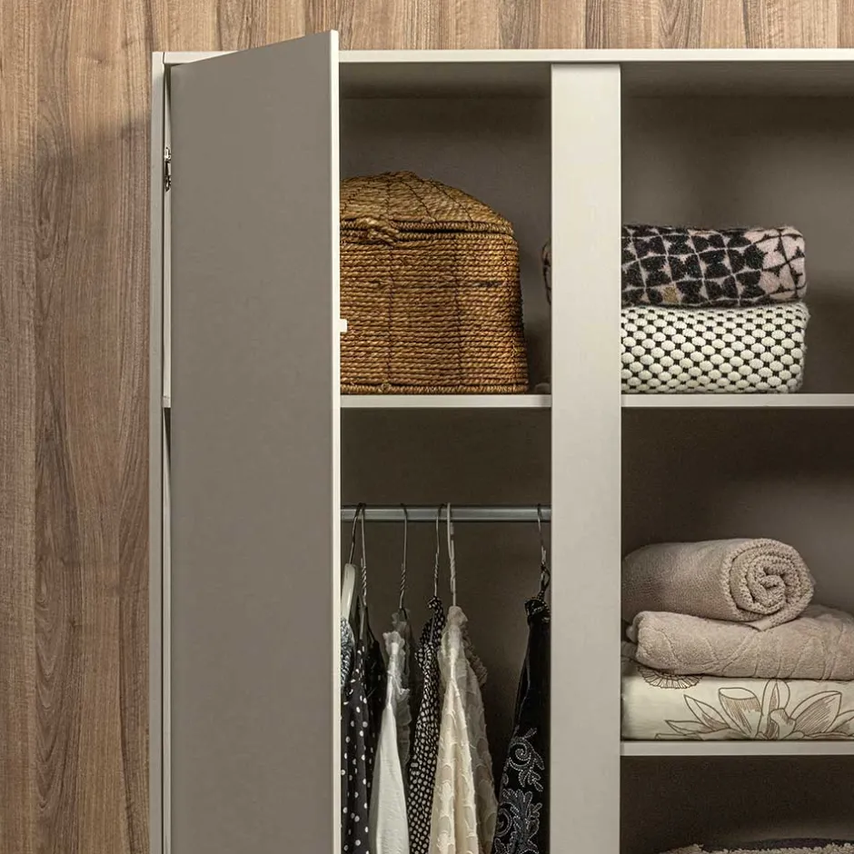 Wohnen Hellgrauer Kleiderschrank in modernem Design - Bai