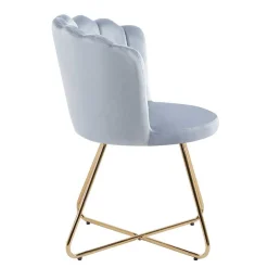 Hellgrauer Muschel Polsterstuhl aus Samt - Usilvea (2er Set)^Wohnen Sale