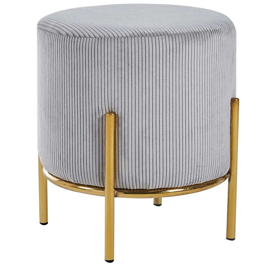 Hellgrauer Polsterhocker mit Cord Bezug - Promo^Wohnen Sale