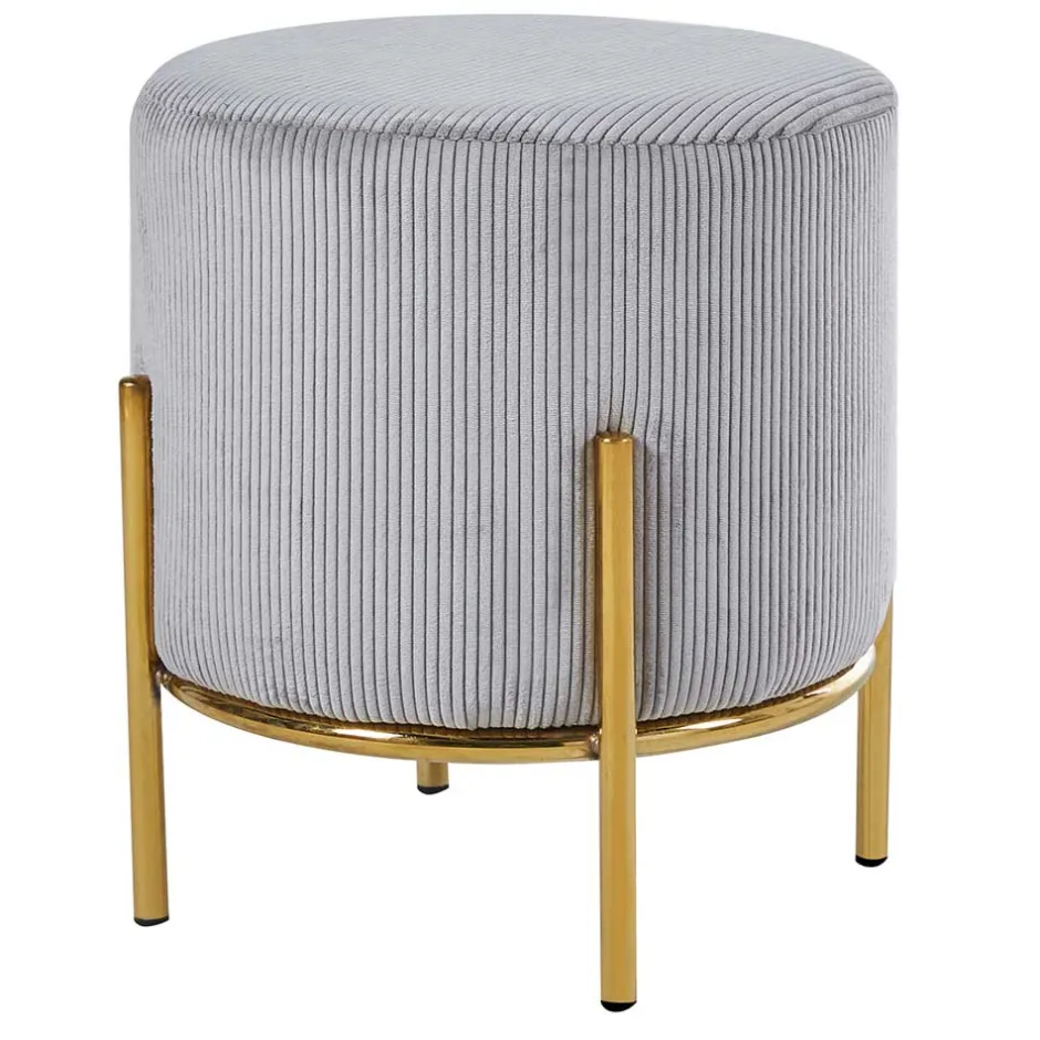 Hellgrauer Polsterhocker mit Cord Bezug - Promo^Wohnen Sale