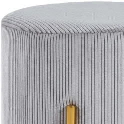 Hellgrauer Polsterhocker mit Cord Bezug - Promo^Wohnen Sale