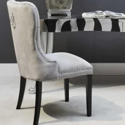 Wohnen Hellgrauer Polsterstuhl mit Knöpfen & Nieten - Hokulani