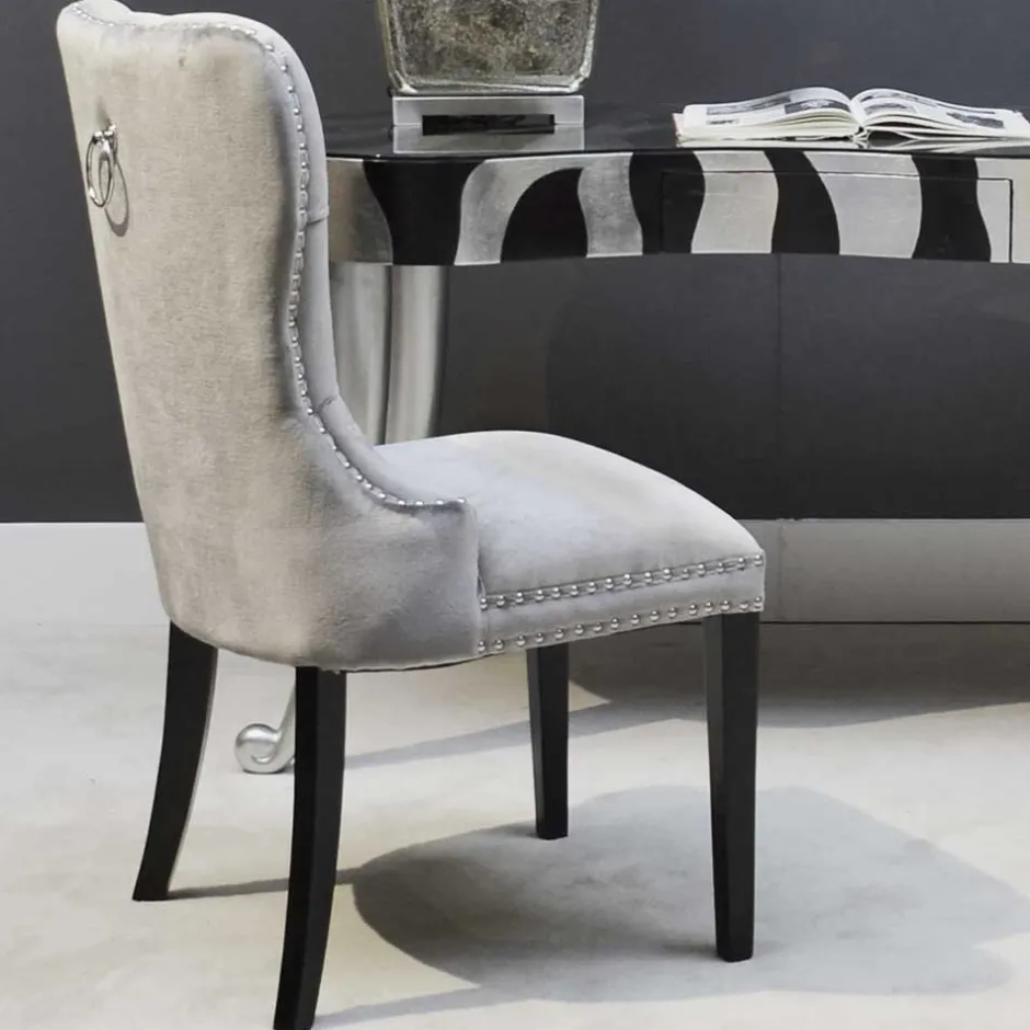 Wohnen Hellgrauer Polsterstuhl mit Knöpfen & Nieten - Hokulani