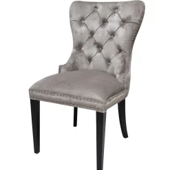 Wohnen Hellgrauer Polsterstuhl mit Knöpfen & Nieten - Hokulani