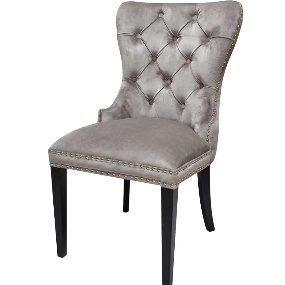 Wohnen Hellgrauer Polsterstuhl mit Knöpfen & Nieten - Hokulani