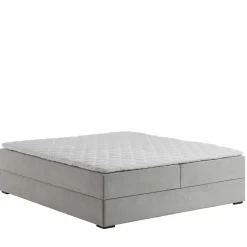 Wohnen Hellgraues Stoffbett ohne Kopfteil mit Bettkasten - Craig